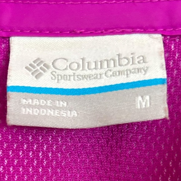 Columbia Jacket Fuchsia Raincoat Hood Front Zip Size Medium - Picture 4 of 8